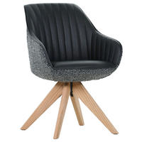 STOLIČKA S PODRÚČKAMI, ženilka, vzhľad kože, čierna, farba duba - čierna/farba duba, Konventionell, drevo/textil (60/83/65cm) - home24