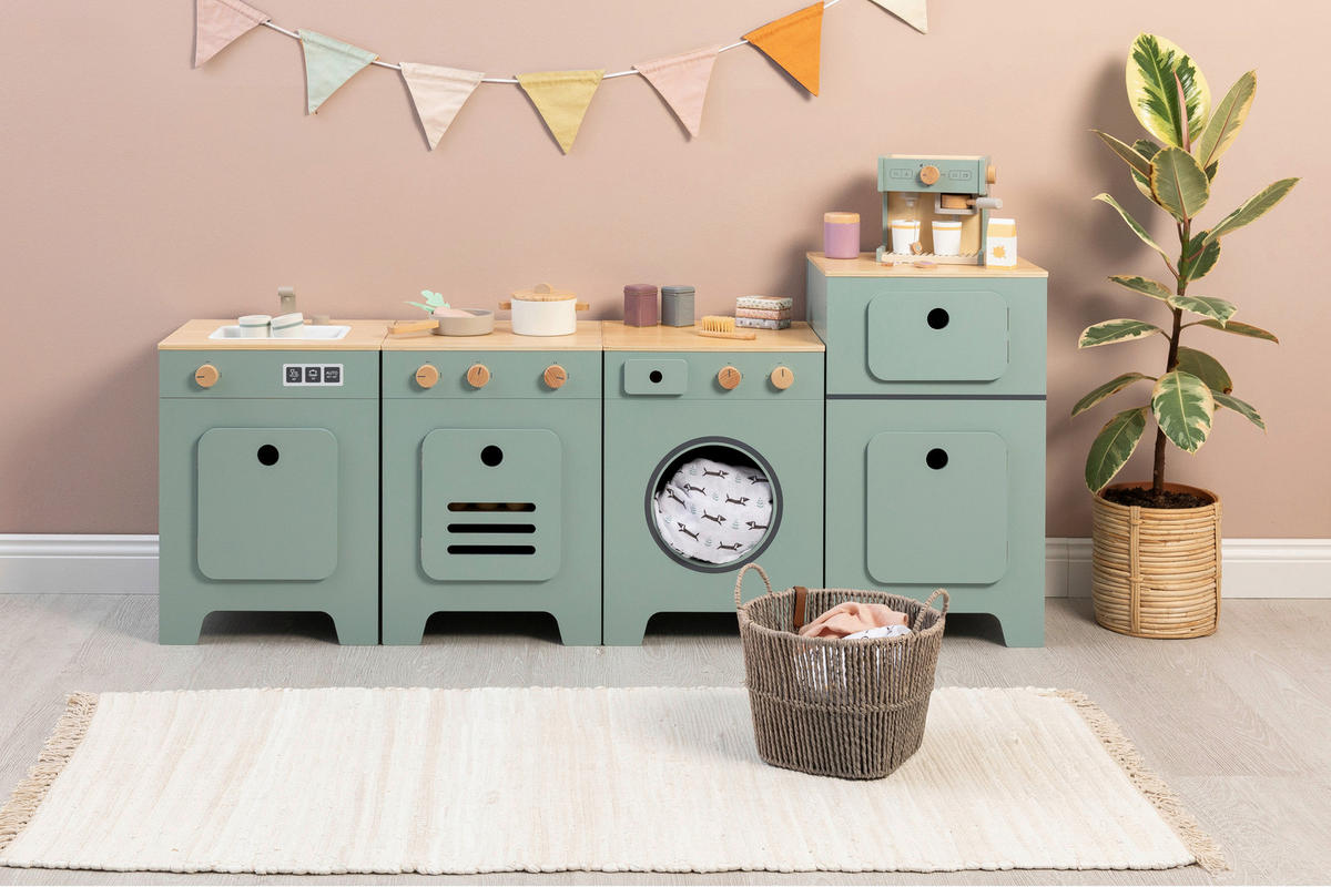 KINDERKÜCHE MIX & MATCH  - Salbeigrün/Naturfarben, Basics, Holz/Holzwerkstoff (35/31,5/55cm) - MUSTERKIND