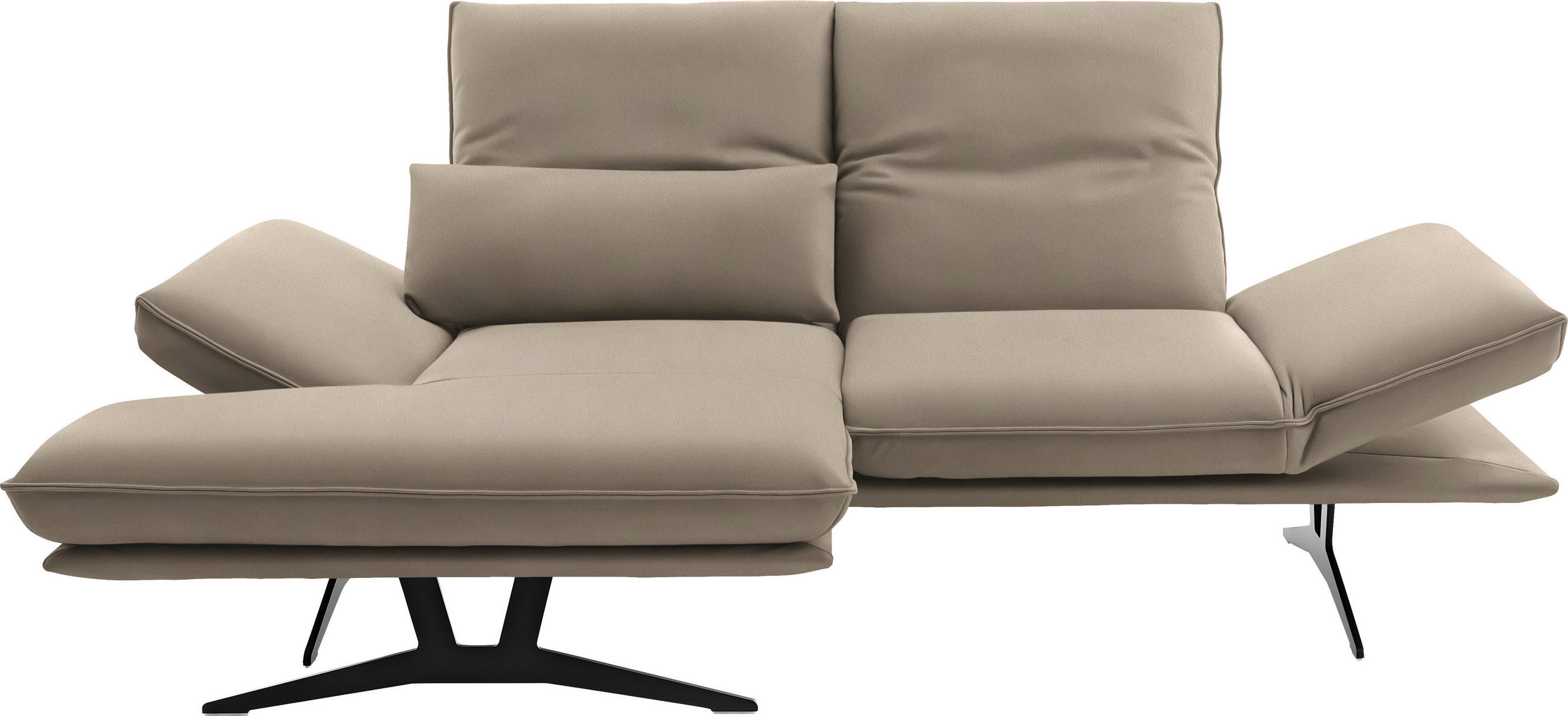 ECKSOFA in Echtleder Sandfarben  - Sandfarben/Gelb, Design, Leder/Metall (130/210cm) - Dieter Knoll