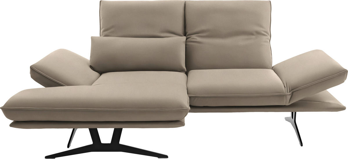 ECKSOFA in Echtleder Sandfarben  - Sandfarben/Gelb, Design, Leder/Metall (130/210cm) - Dieter Knoll
