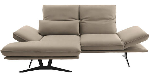 ECKSOFA in Echtleder Sandfarben  - Sandfarben/Gelb, Design, Leder/Metall (130/210cm) - Dieter Knoll