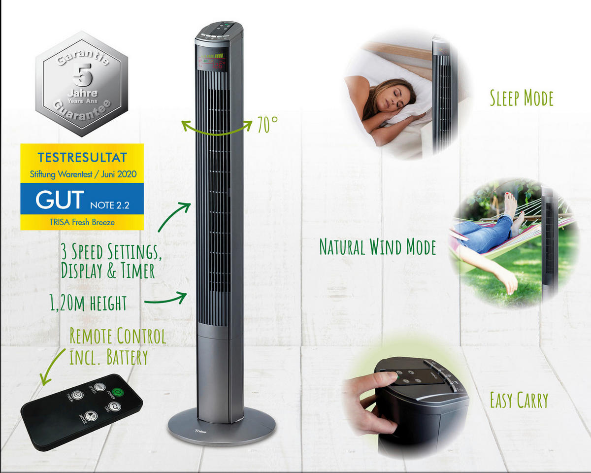 TURMVENTILATOR - Anthrazit, Basics, Kunststoff (120/32/32cm)