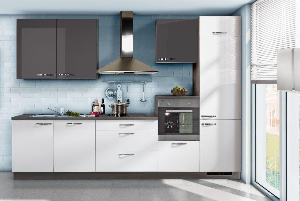 BLOK KUHINJA S APARATIMA  bijela, siva  - bijela/siva, Design, drvni materijal (330cm) - Welnova
