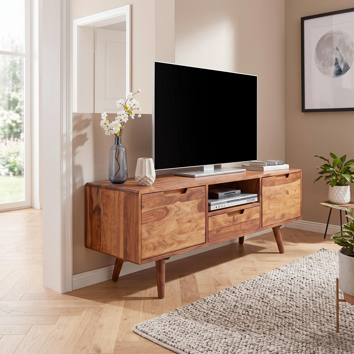 SIDEBOARD  135/51/45 cm 1 Schublade(n)  - Sheeshamfarben, Design, Holz (135/51/45cm) - MID.YOU