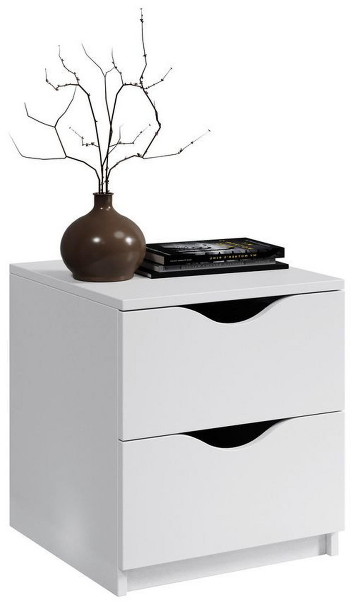 SÄNGBORD i vit  - vit/svart, Basics, trämaterial/plast (40/45/42cm) - Best Price