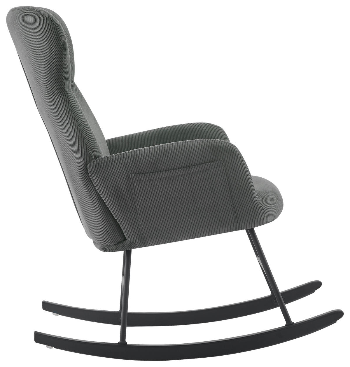 SCHAUKELSESSEL in Cord Grau  - Schwarz/Grau, Design, Holz/Textil (65/97/94cm) - Ti'me
