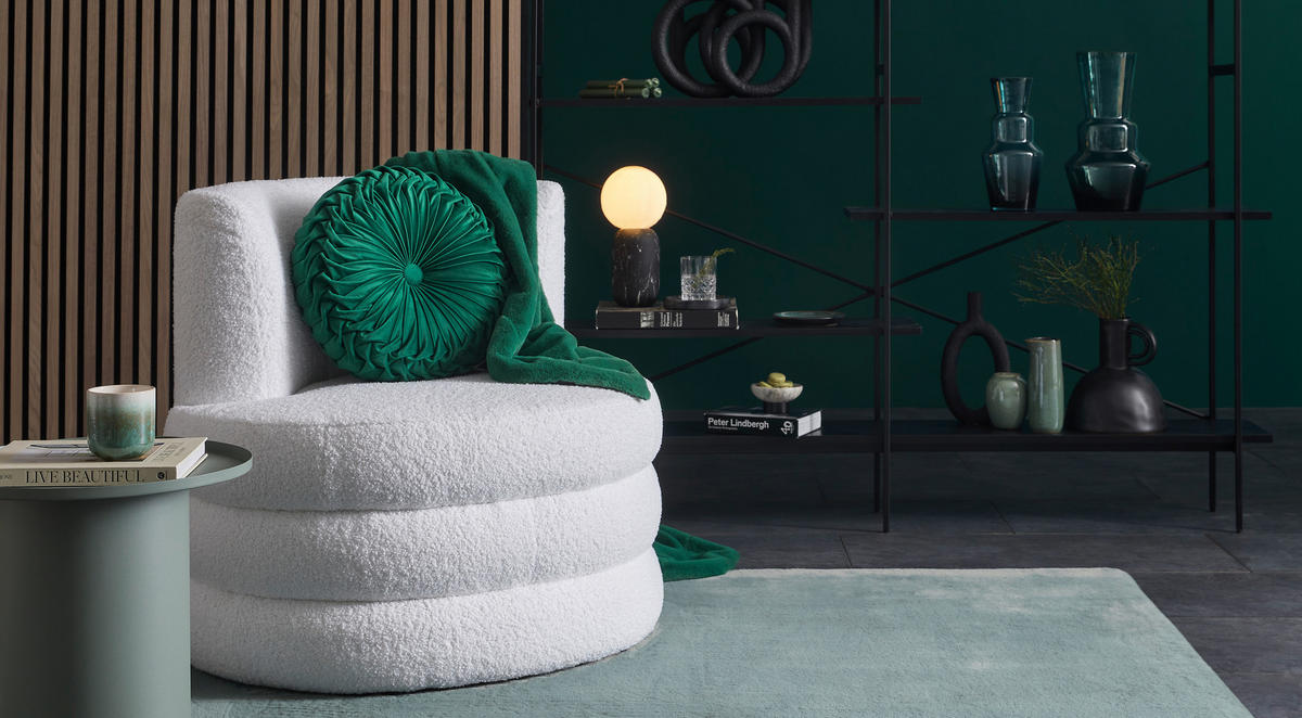 DESIGNSESSEL in Flachgewebe, Teddystoff Weiss  - Weiss/Edelstahlfarben, Trend, Textil/Metall (90/82/85cm) - Livetastic