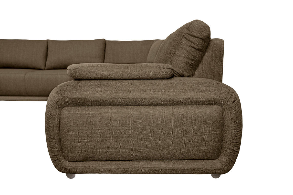ECKSOFA Braun Struktur  - Chromfarben/Braun, KONVENTIONELL, Textil/Metall (280/310cm) - Carryhome