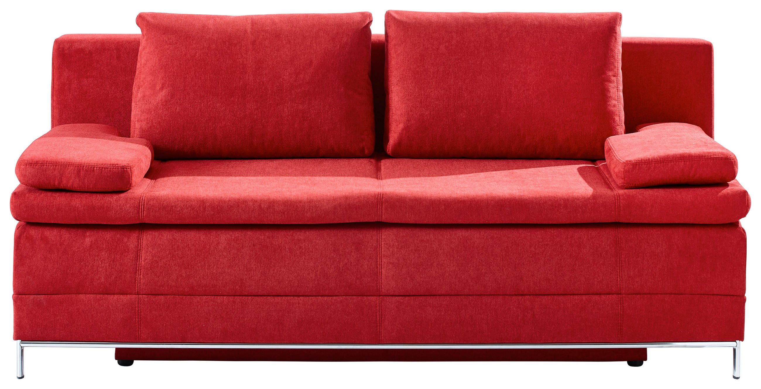 SCHLAFSOFA Flachgewebe Bordeaux  - Chromfarben/Bordeaux, Design, Textil/Metall (200/93/93cm) - Novel