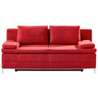 SCHLAFSOFA Centa Flachgewebe Bordeaux  inkl. Rückenkissen, Armlehnenkissen, Bettkasten, Schlaffunktion, Rücken echt  - Chromfarben/Bordeaux, Design, Textil/Metall (200/93/93cm) - Novel