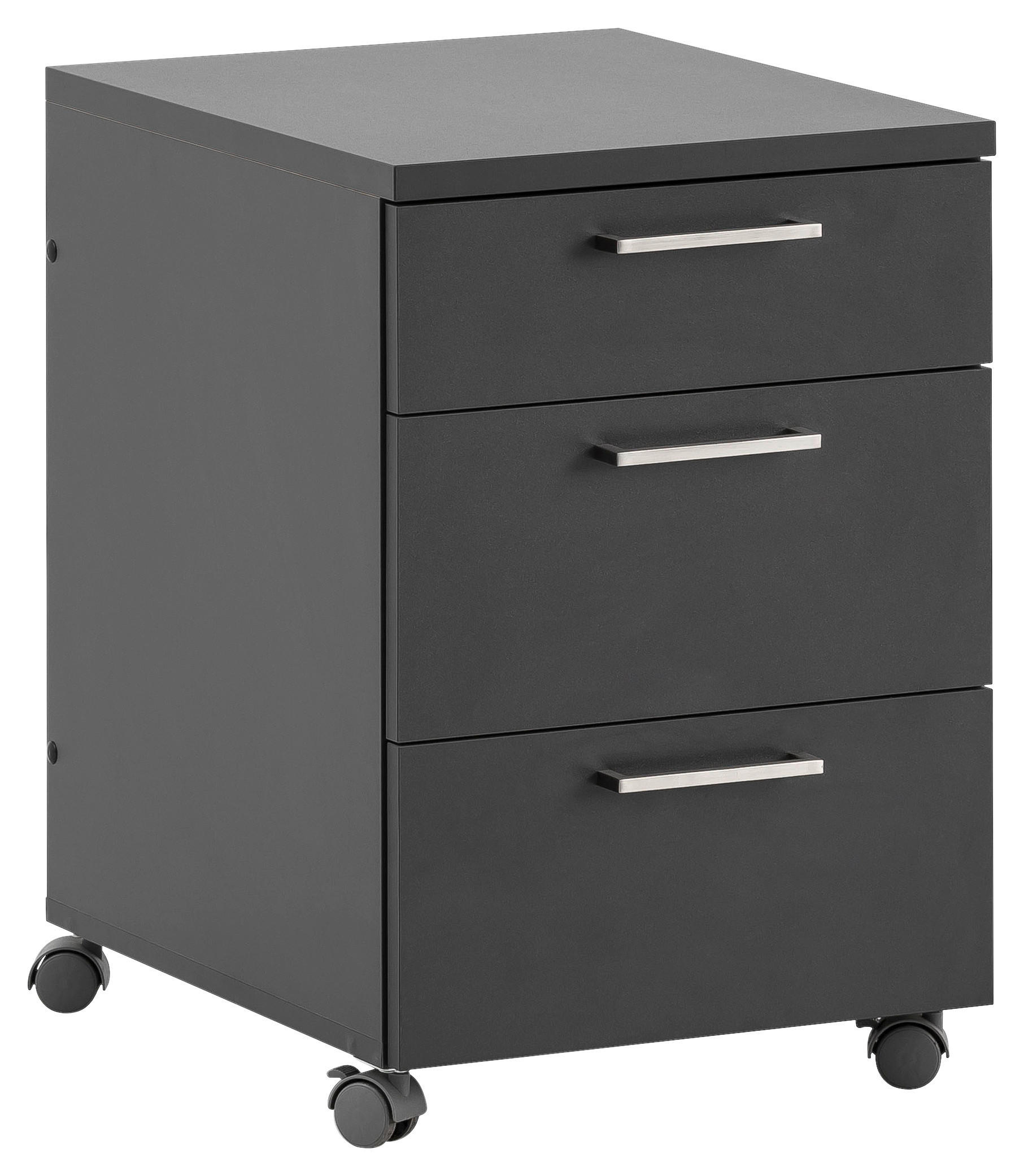 ROLLCONTAINER Anthrazit  - Anthrazit/Nickelfarben, KONVENTIONELL, Holzwerkstoff/Metall (41,2/60,1/49,6cm) - MID.YOU