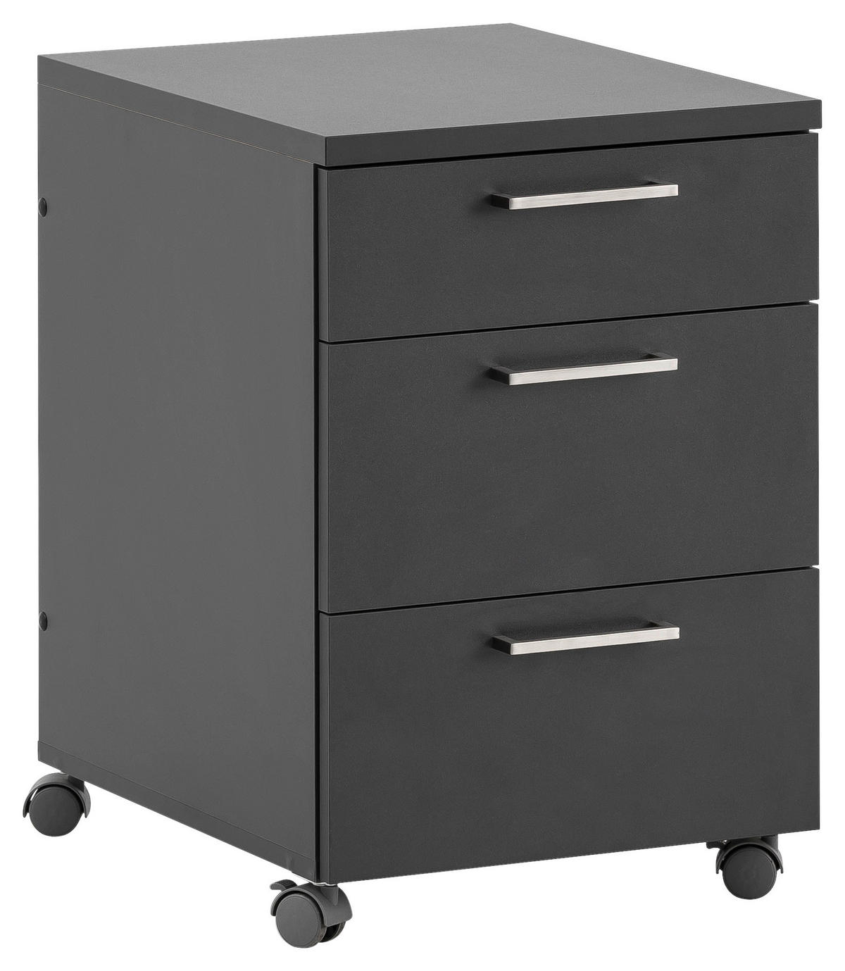 ROLLCONTAINER Anthrazit  - Anthrazit/Nickelfarben, KONVENTIONELL, Holzwerkstoff/Metall (41,2/60,1/49,6cm) - MID.YOU