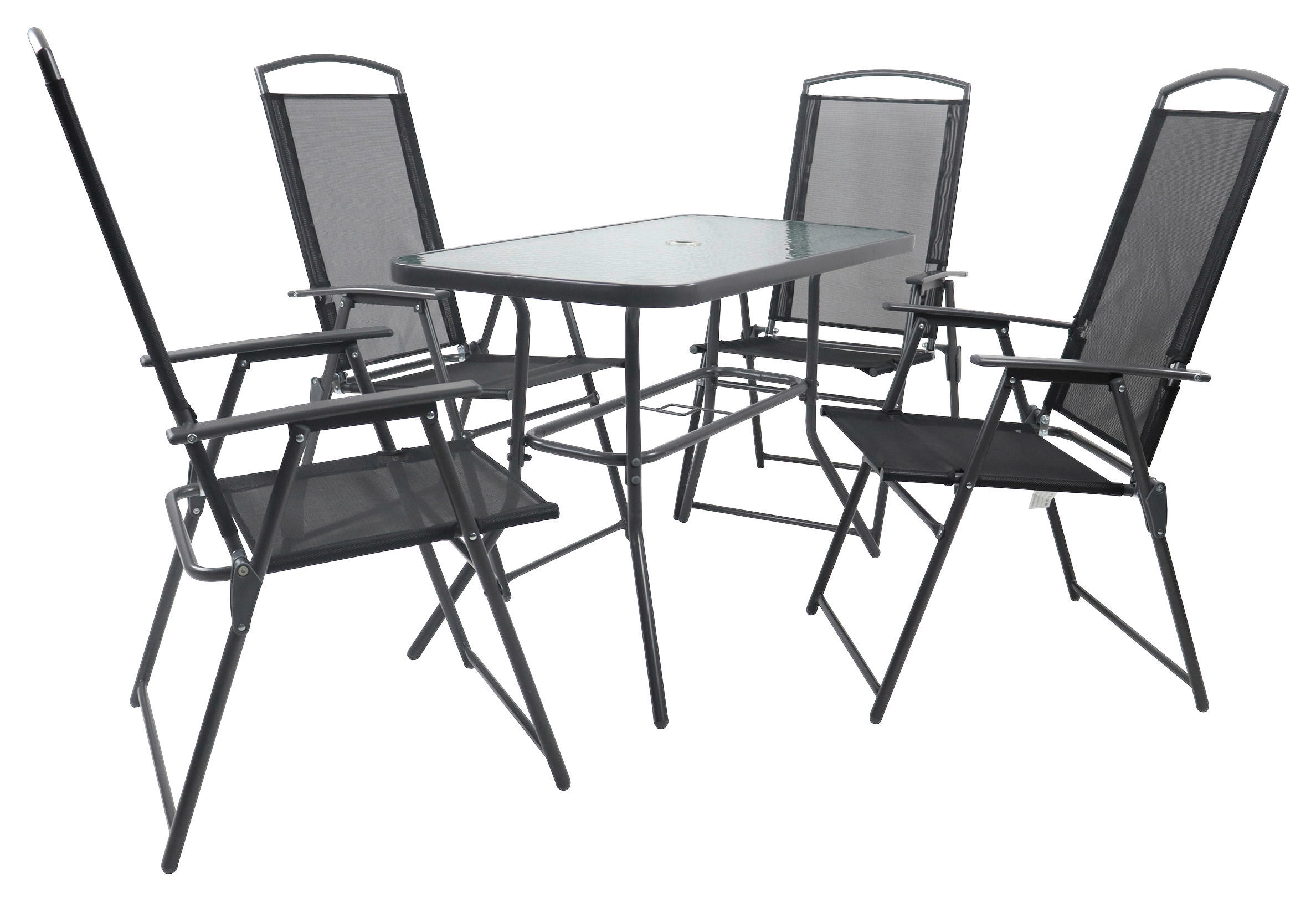 GARTENTISCHGRUPPE Stahl  - Anthrazit, Basics, Glas/Textil - Gardenson