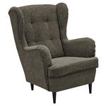 OHRENSESSEL in Webstoff Olivgrün, Schwarz  - Schwarz/Olivgrün, Basics, Holz/Textil (78/102/98cm) - Carryhome