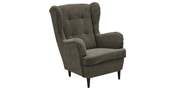 OHRENSESSEL in Webstoff Schwarz, Olivgrün - Schwarz/Olivgrün, Basics, Holz/Textil (78/102/98cm) - Carryhome