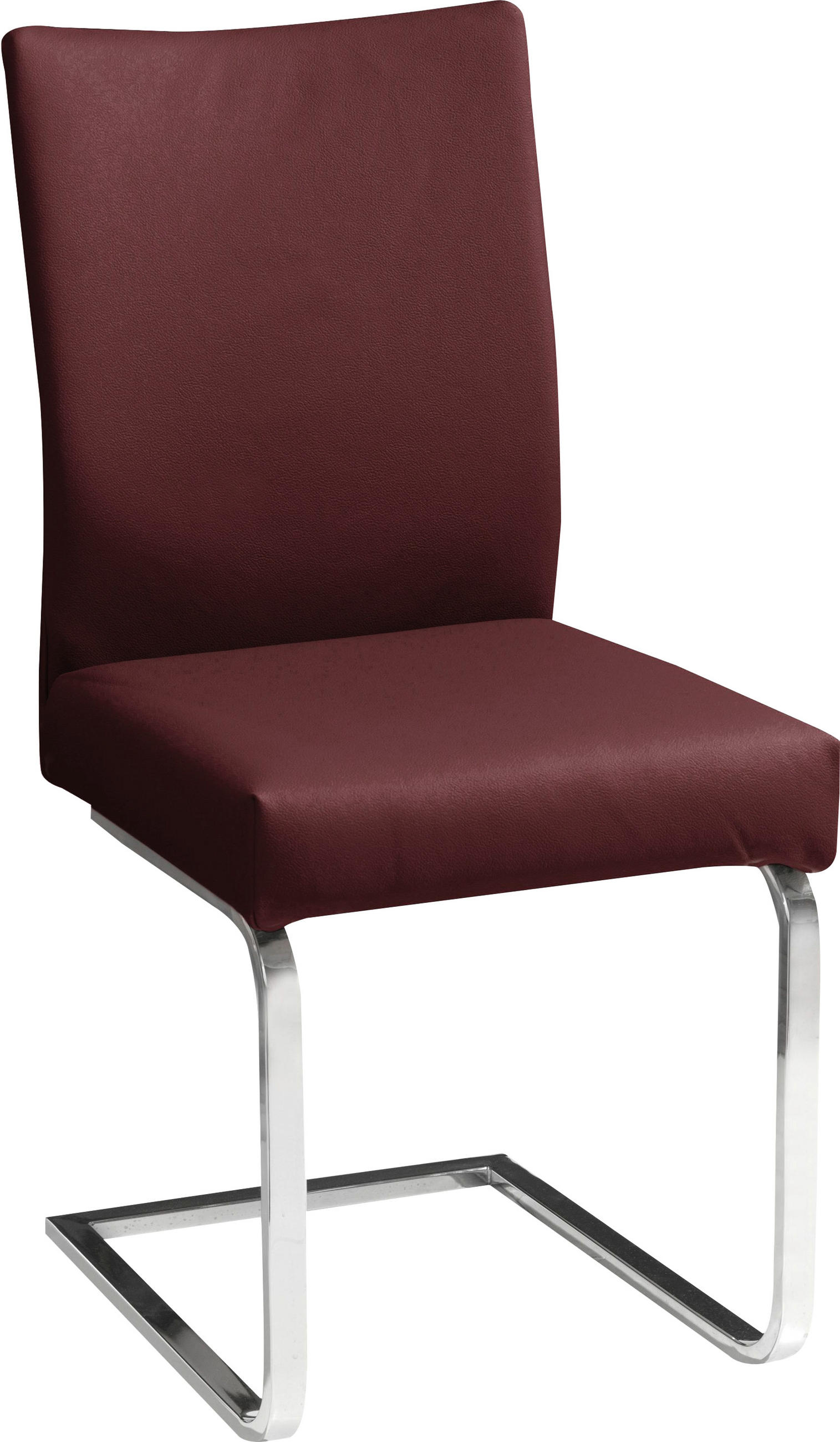 Schwingstuhl in Leder Chromfarben, Bordeaux