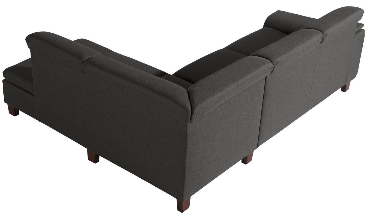 ECKSOFA in Flachgewebe Anthrazit  - Anthrazit/Nussbaumfarben, Design, Holz/Textil (247/187cm) - Max Winzer