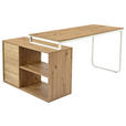 ECKSCHREIBTISCH 156/100/75 cm Silberfarben, Weiß, Eiche Artisan  - Silberfarben/Weiß, Design, Holzwerkstoff/Metall (156/100/75cm) - Carryhome