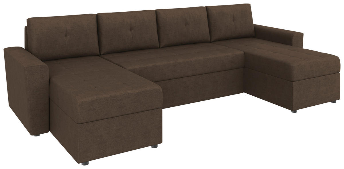 WOHNLANDSCHAFT TERMOLI Braun Jacquard  - Schwarz/Braun, Design, Kunststoff/Textil (155/296/155cm) - MID.YOU