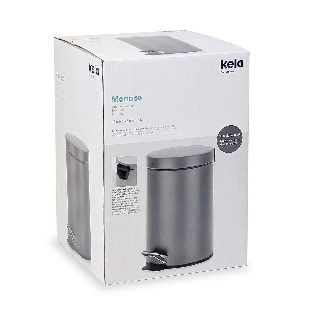 KOSMETIKEIMER 3 l  Metall  - Dunkelgrau/Schwarz, Basics, Kunststoff/Metall (17/26cm) - Kela