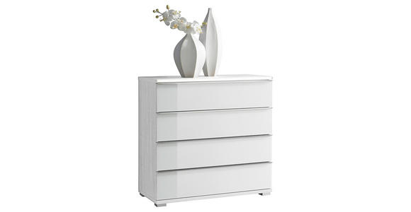 KOMMODE 120/80/40 cm in Weiß - Chromfarben/Weiß, Design, Glas/Holzwerkstoff (120/80/40cm) - Moderano