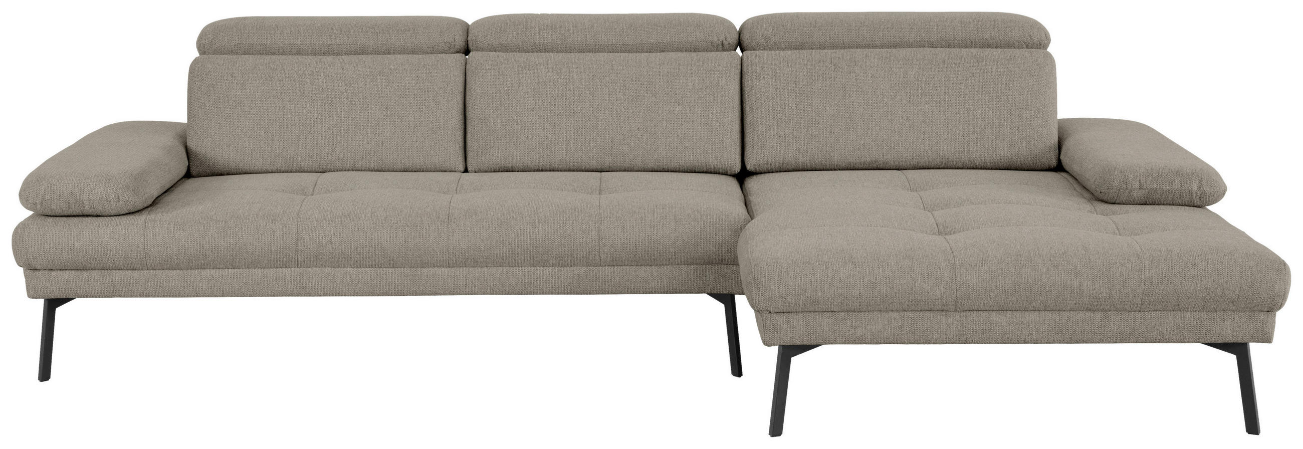 ECKSOFA Ottomane rechts, Eckteil  More_LZ Grau Webstoff  - Schwarz/Grau, Design, Textil/Metall (296/188cm) - Xora