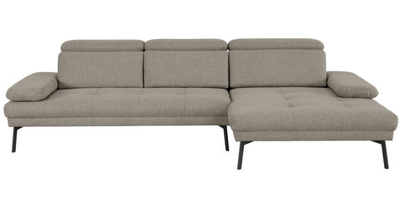 ECKSOFA Ottomane rechts, Eckteil  More_LZ Grau Webstoff  - Schwarz/Grau, Design, Textil/Metall (296/188cm) - Xora