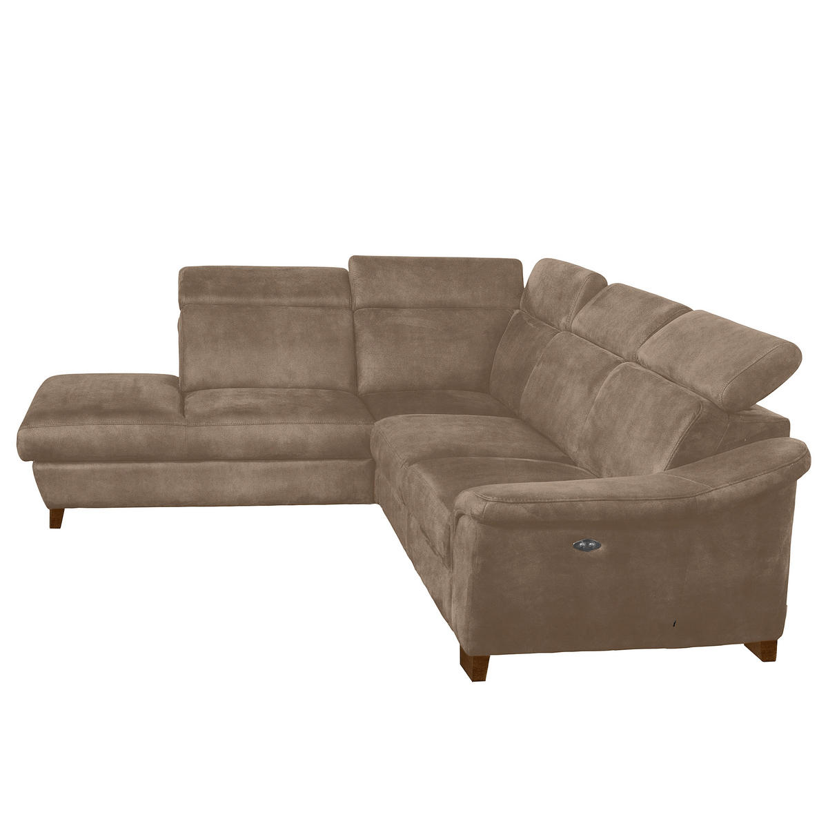 ECKSOFA TREND in Mikrofaser Braun Bettkasten, Relaxfunktion, Kopfteilverstellung  238/276 cm  - Wengefarben/Braun, Design, Holz/Textil (238/276cm) - Livetastic