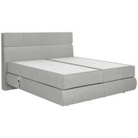 BOXSPRINGBETT 160/200 cm,  in Hellgrau, motorische Verstellbarkeit, Matratzen, H2 + H2 = mittel  - Hellgrau/Schwarz, Design, Kunststoff/Textil (160/200cm) - Dieter Knoll