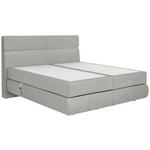 BOXSPRINGBETT 180/200 cm,  in Hellgrau, motorische Verstellbarkeit, Matratzen, unterschiedliche Matratzenhärtegrade je Bettseite, H2 + H3 = mittel + fest  - Hellgrau/Schwarz, Design, Kunststoff/Textil (180/200cm) - Dieter Knoll