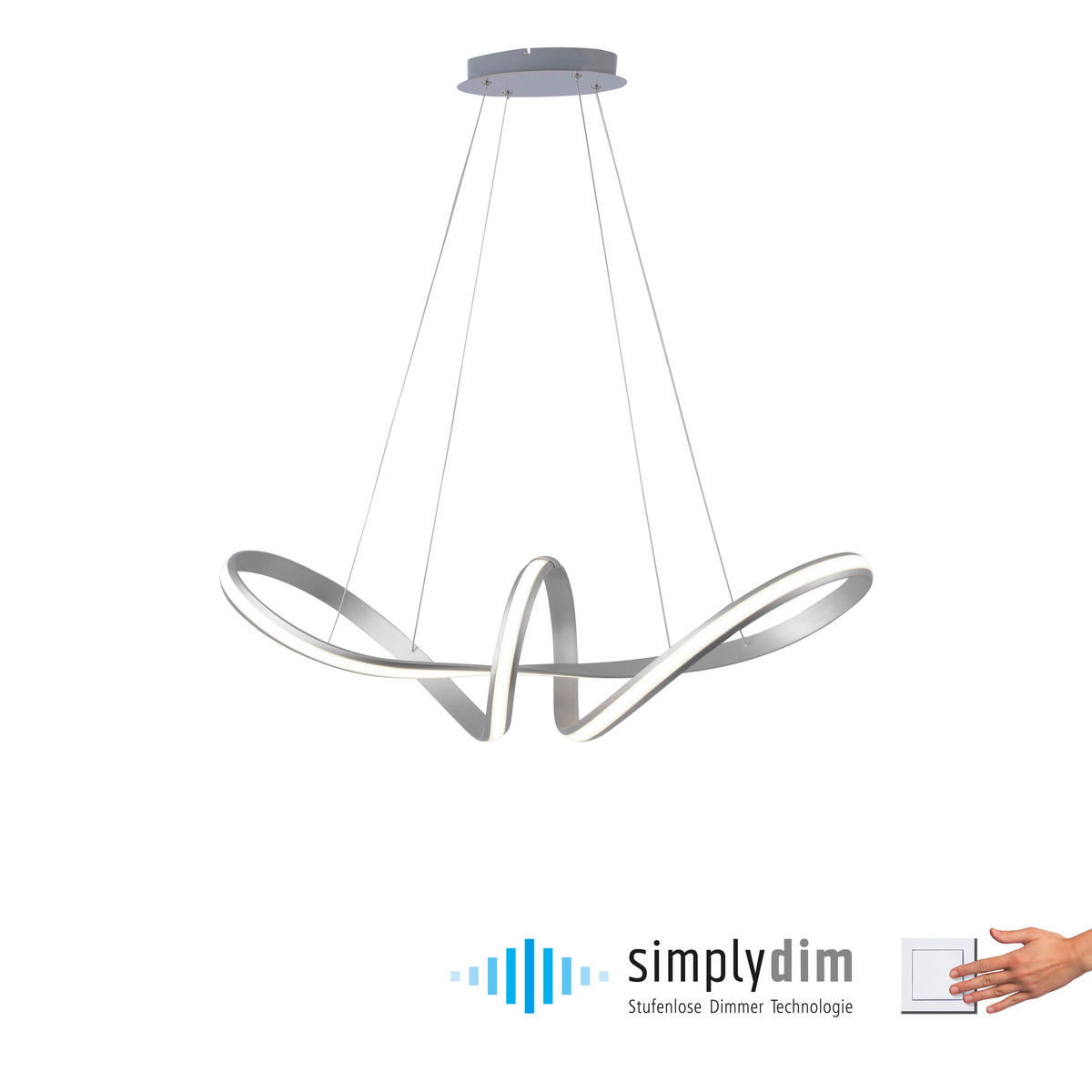 LUSTRĂ LED  - argintiu, Design, plastic/metal (91cm)