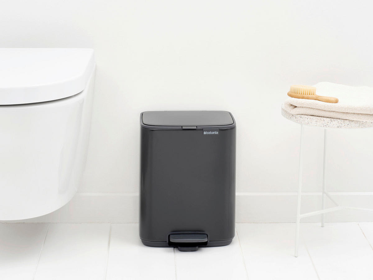 KOŠ S NOŽNOM PAPUČICOM  7 l  Bo  - crna/antracit, Basics, metal/plastika (24,2/31/24,2cm) - Brabantia