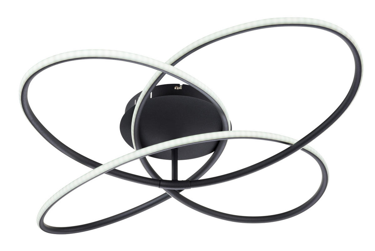 LED-DECKENLEUCHTE 80/13,5 cm   - Opal/Schwarz, Design, Kunststoff/Metall (80/13,5cm) - Globo