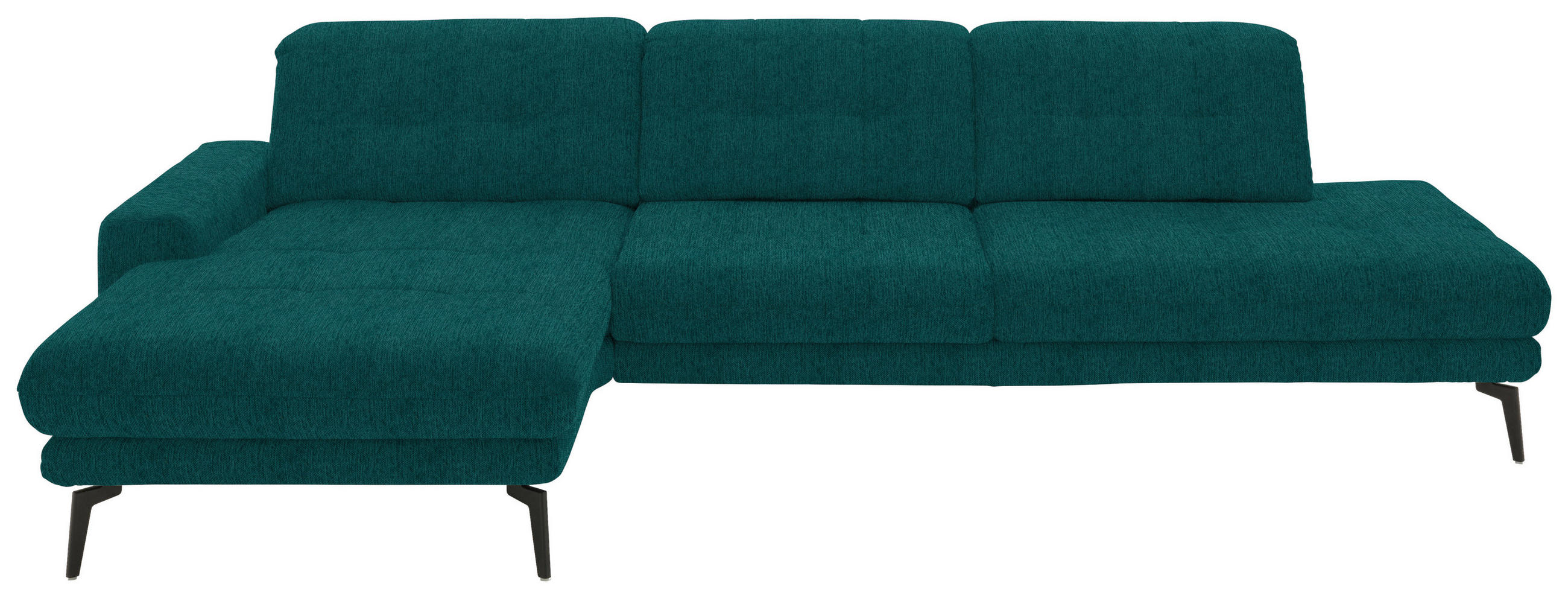 ECKSOFA in Flachgewebe Petrol  - Petrol/Schwarz, Design, Textil/Metall (190/309cm) - Beldomo Style