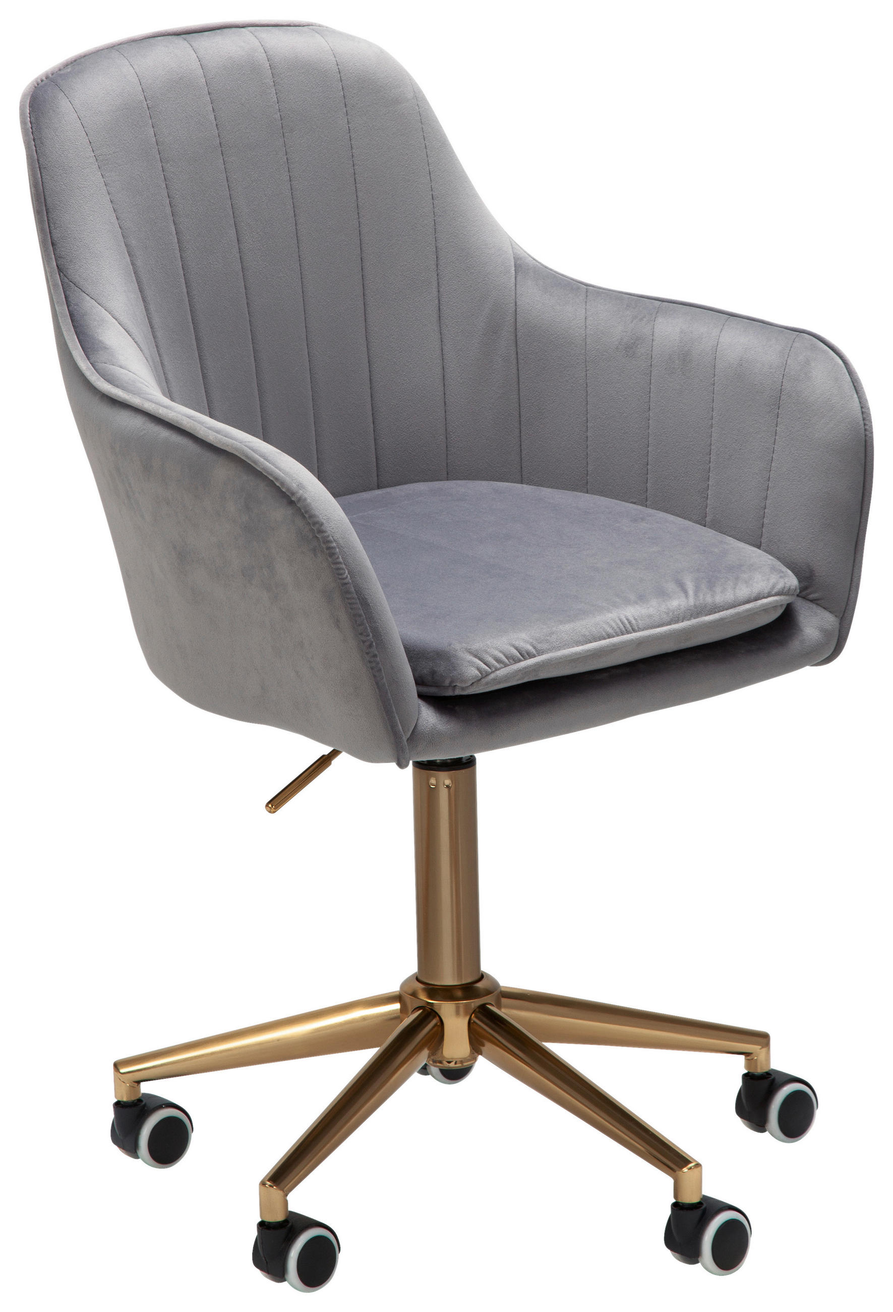 STOLICA OKRETNA siva tekstil - siva/zlatne boje, Konvencionalno, tekstil/metal (54/105/52cm) - MID.YOU