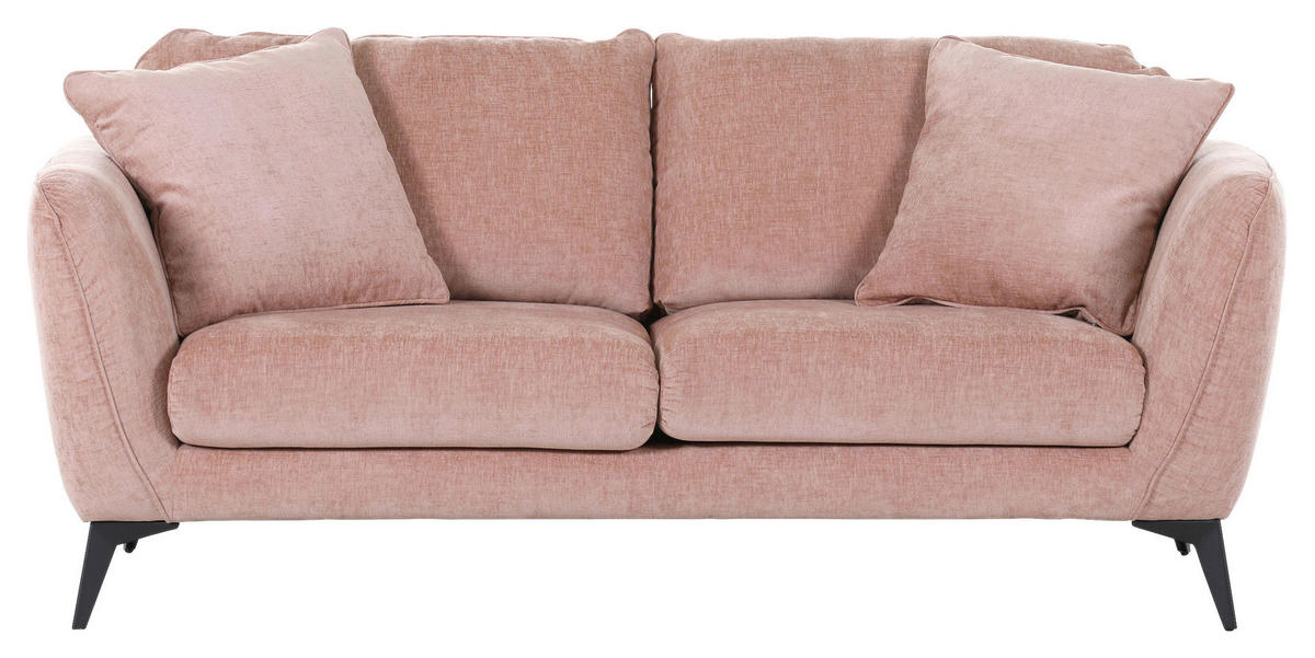 2-SITZER-SOFA Flachgewebe Altrosa  - Schwarz/Altrosa, KONVENTIONELL, Textil/Metall (190/70/98cm) - Carryhome