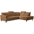 ECKSOFA in Webstoff Braun  302/216 cm  - Schwarz/Braun, Design, Holz/Textil (302/216cm) - Xora