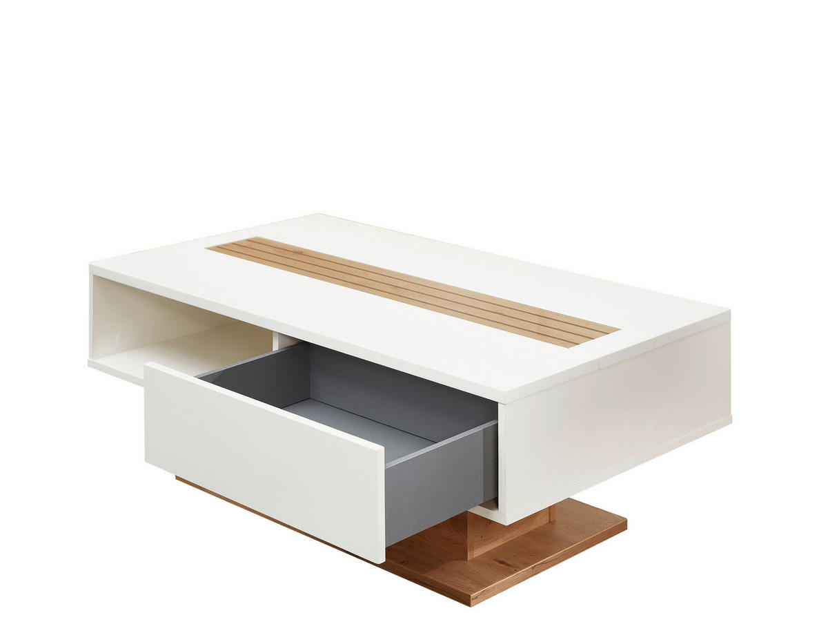 COUCHTISCH FRESNO Klarglas 120/43/65 cm rechteckig Weiß, Eiche Artisan  - Weiß/Eiche Artisan, Design, Glas/Holzwerkstoff (120/43/65cm) - Stylife