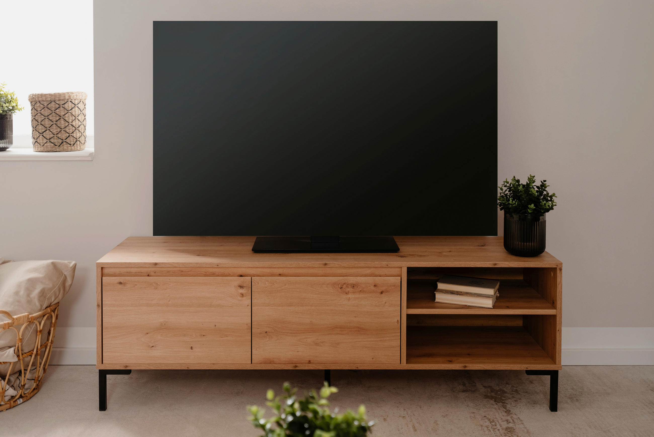 TV-ELEMENT - Anthrazit/Eiche Artisan, Design, Holzwerkstoff/Metall (150/49/40cm) - MID.YOU