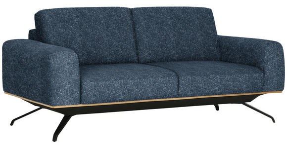 3-SITZER-SOFA in Struktur Blau - Blau/Schwarz, Design, Holz/Textil (196/85-104/95cm) - Novel