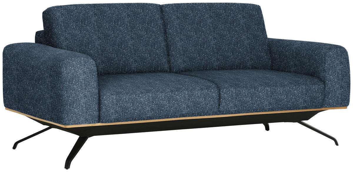 3-SITZER-SOFA Struktur Blau  - Blau/Schwarz, Design, Holz/Textil (196/85-104/95cm) - Novel