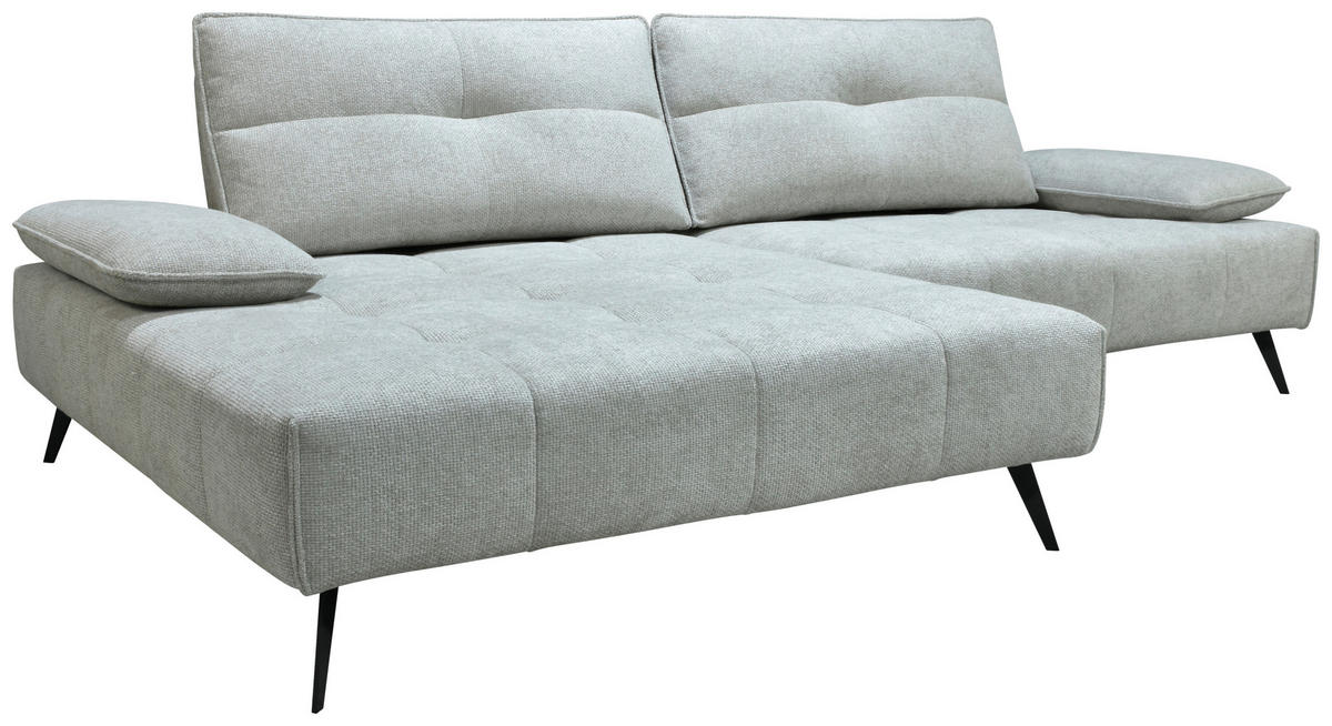 ECKSOFA Ottomane links  Greige Chenille  - Greige/Schwarz, Design, Textil/Metall (188/284cm) - Stylife
