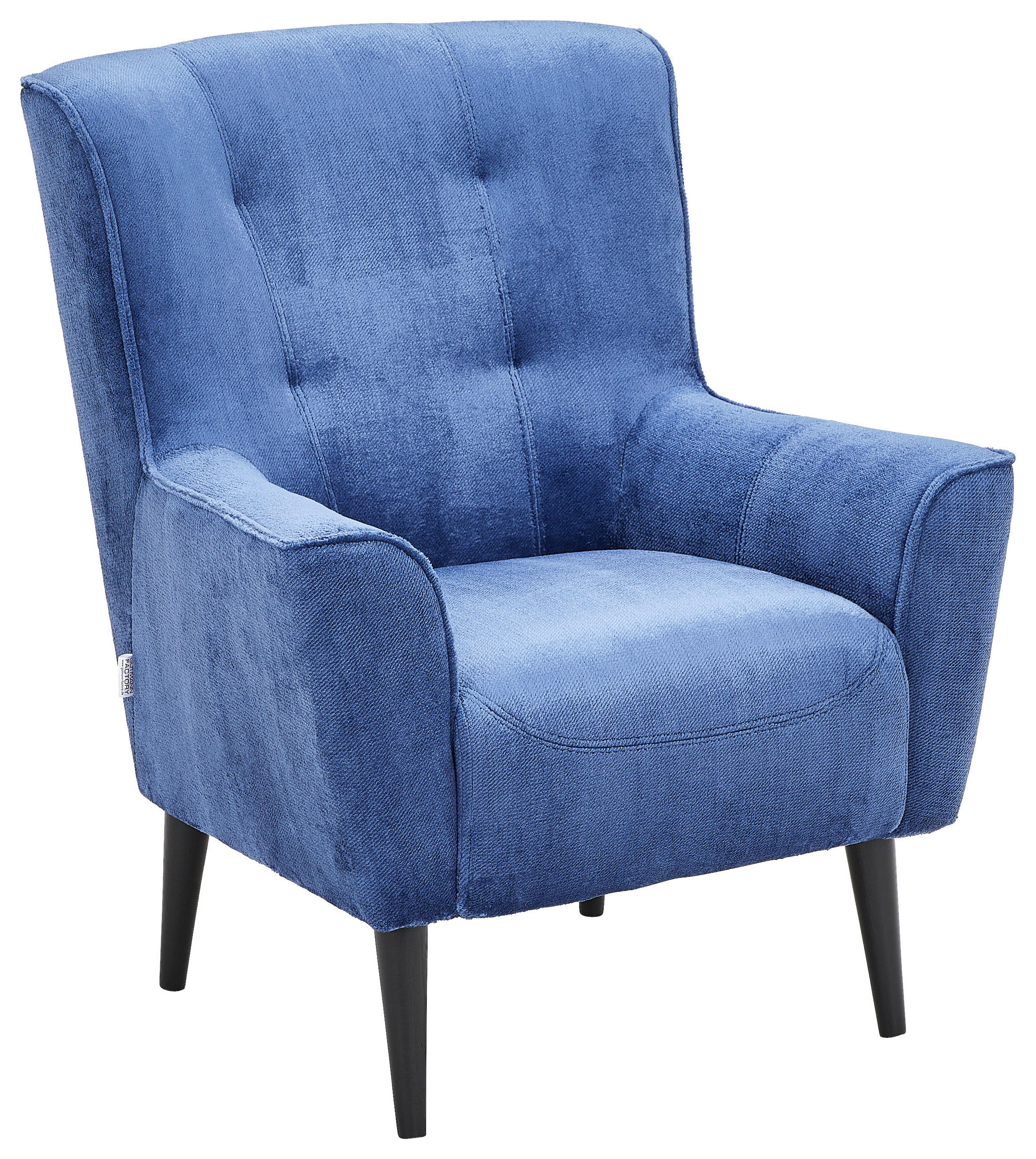SESSEL 77/93/80 cm  in Plüsch Blau  - Blau/Schwarz, Design, Holz/Textil (77/93/80cm) - MID.YOU