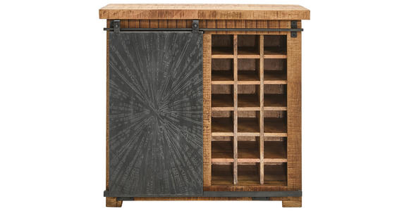 WEINSCHRANK  - Schwarz/Naturfarben, Design, Holz/Metall (90/85/40cm) - Ambia Home
