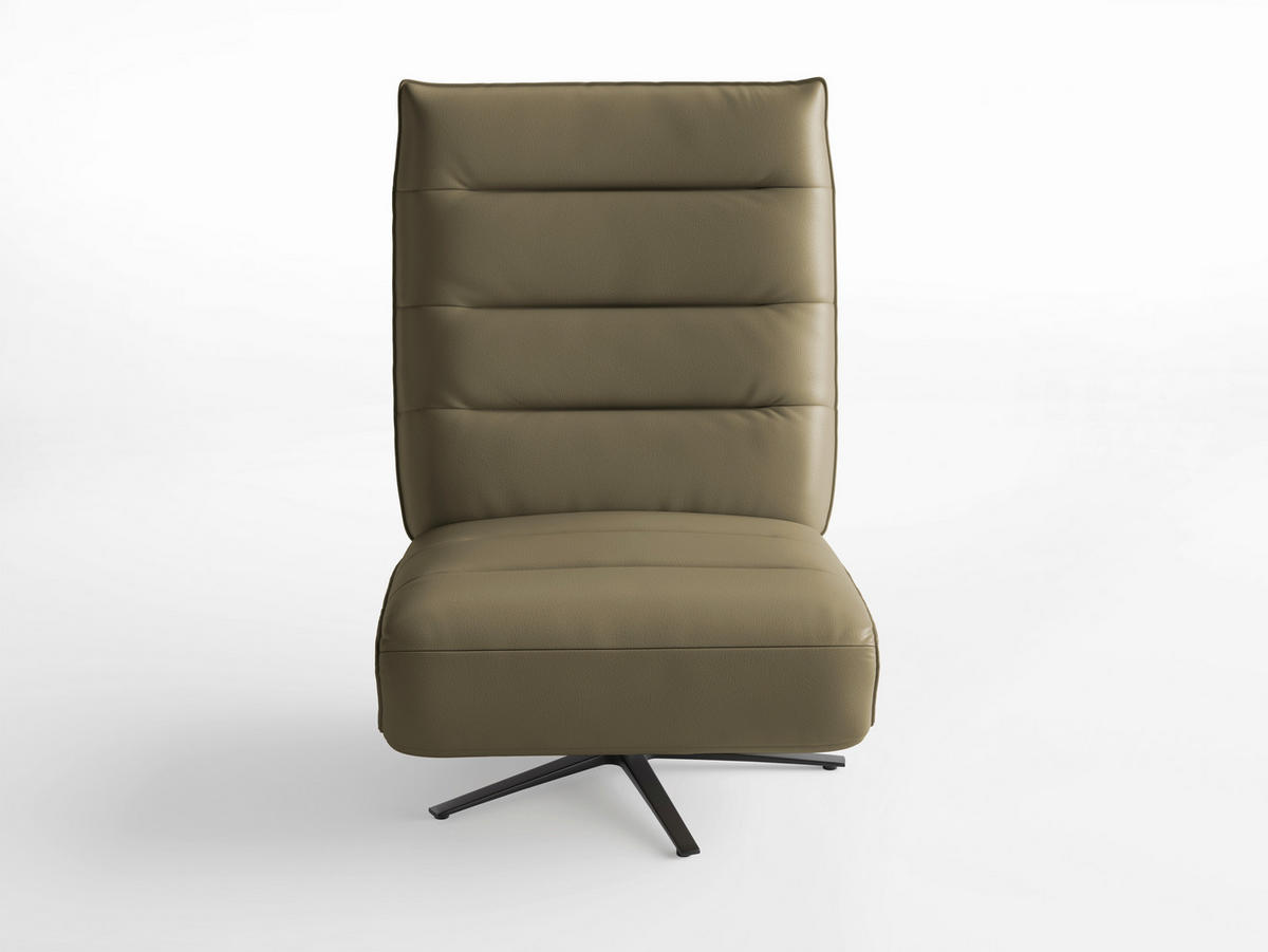 RELAXSESSEL Leder Olivgrün  - Schwarz/Olivgrün, Basics, Leder/Metall (80/109/98cm) - Sit & More