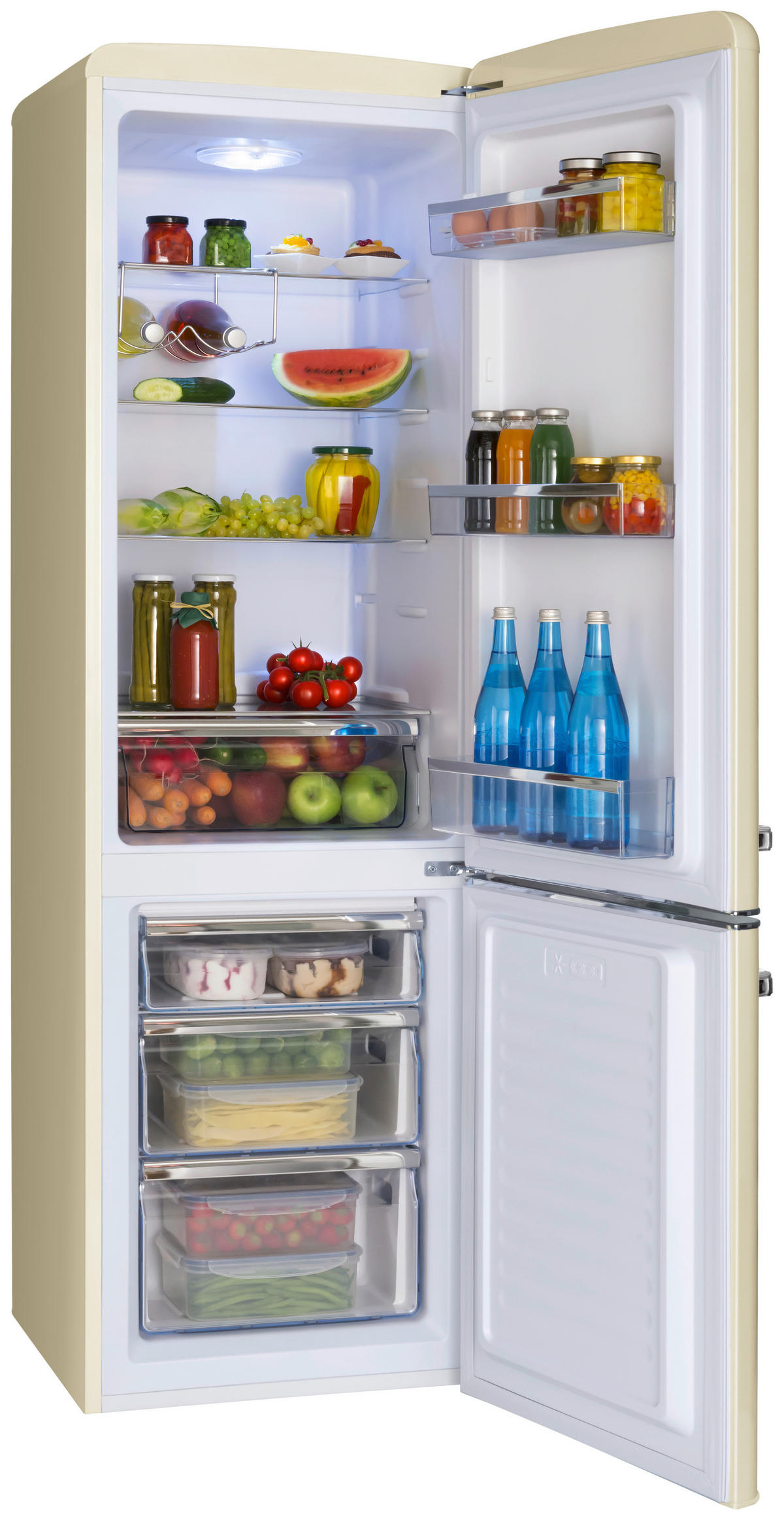 KÜHL-GEFRIER-KOMBINATION KGCR387100B  - Creme, Basics, Metall (55/181/61,5cm) - Amica