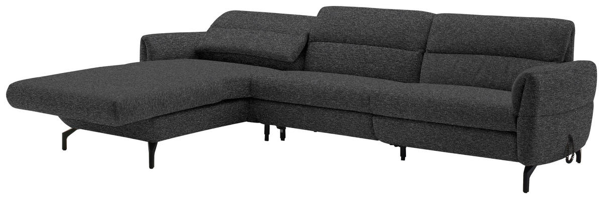 ECKSOFA Anthrazit Chenille  - Anthrazit/Schwarz, Design, Textil/Metall (187/299cm) - Schöner Wohnen