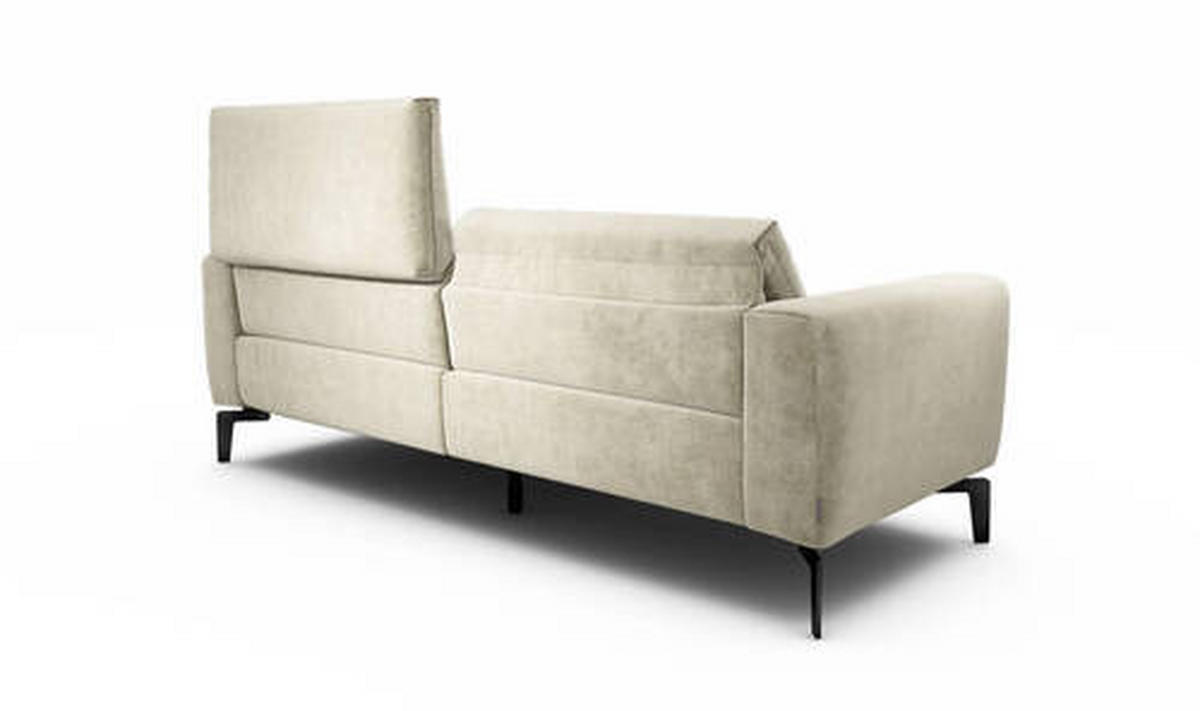 2,5-Sitzer inkl. Hocker Samt Naturfarben  - Schwarz/Naturfarben, Design, Textil/Metall (220/86/86-94cm) - SENSOO