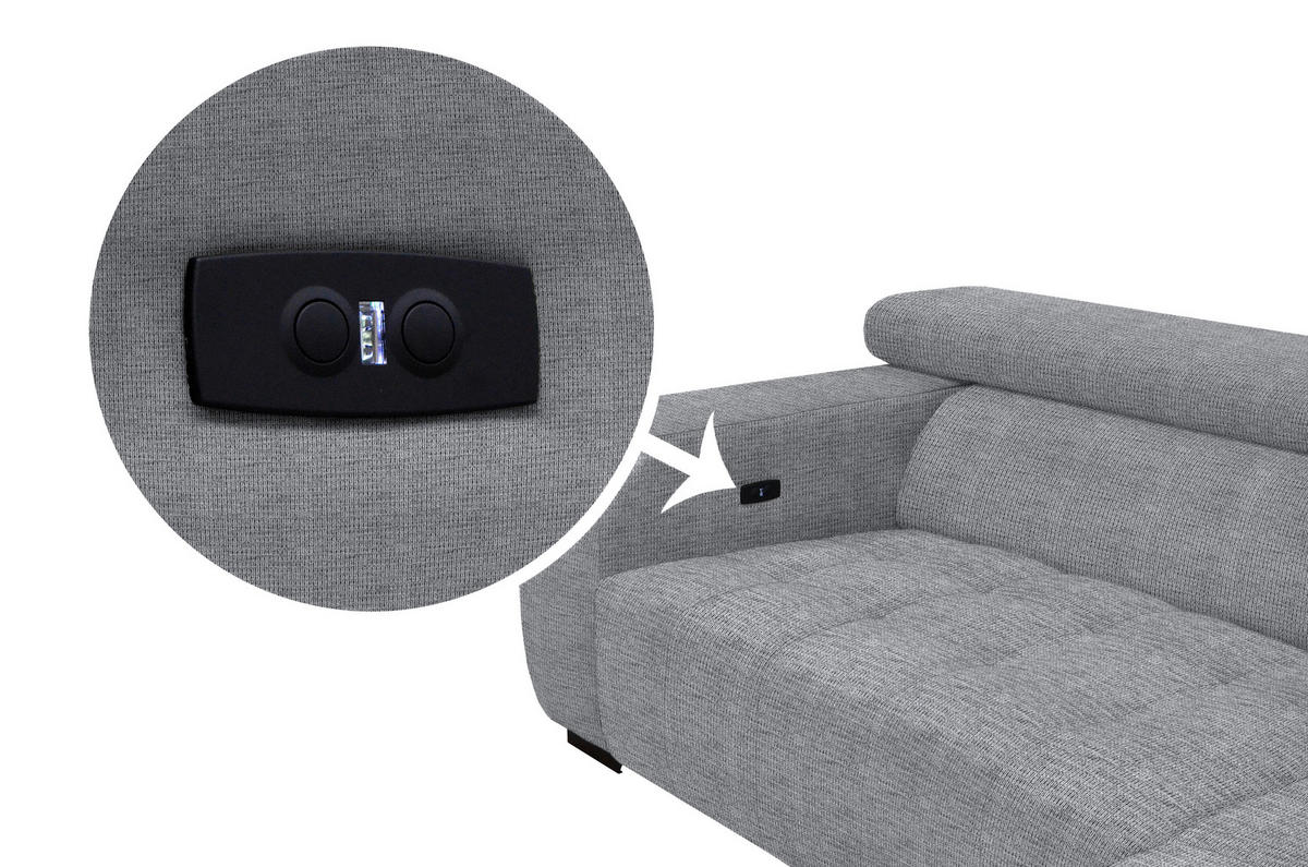 ECKSOFA in Webstoff Grau  - Schwarz/Grau, Konventionell, Textil/Metall (279/182cm) - Hom`in
