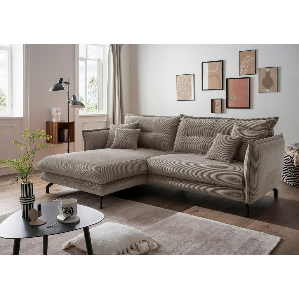 Thumbnail - Livetastic Ecksofa, Graubraun, Textil, 4-Sitzer, Füllung: Schaumstoff, L-Form, 255x180 cm, Made in Europe, Rücken echt, ...